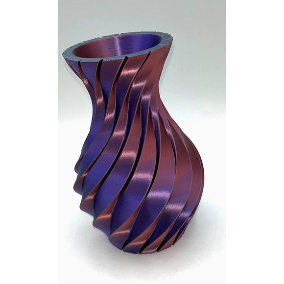 3D Printed Swirled Modern Flower Vase Multi Color Metallic Purple Pink Blue OOAK - Picture 8 of 16